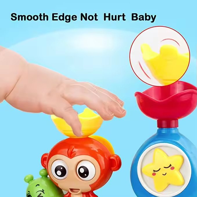 Bath Toys 3PCS Baby Cartoon Fidget Spinner Toy Insect Animal Rattle Baby Bath Tub Toys for Kids